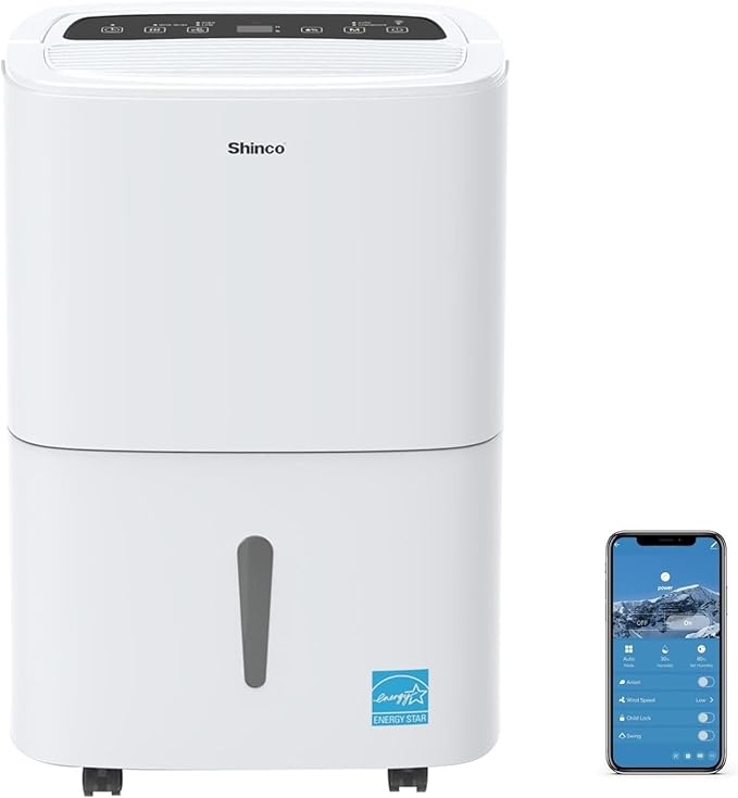 80 Pints Energy Star Dehumidifier with Drain Hose and WIFI for Large Spaces up to 5,000 Sq.Ft, Auto Defrost & Continuous Drainage - Ideal for Home Basements, Bathroom, and Bedroom
