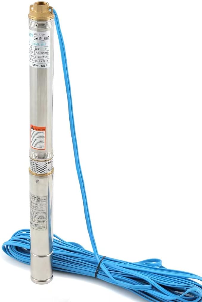 3 Inch Bore Deep Well Submersible Pump 110V 1/3HP Water Well Pump 157ft Head 18.5GPM Impeller Deep Well Pump with External Control Box for Water Tower Industrial Agricultural Irrigation Home Use