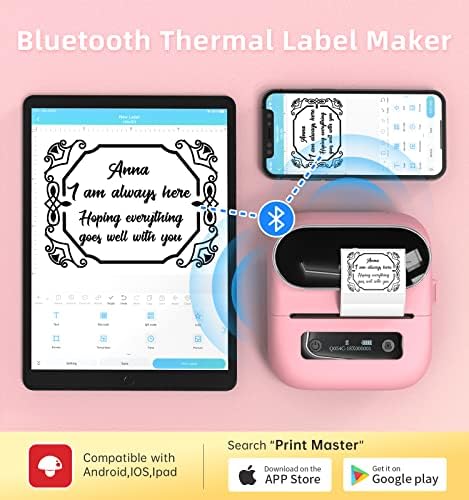 Phomemo M220 Label Maker & 1 Roll Rainbow Gradient Circle Thermal Label, 1.96" x 1.96"（50x50 mm）, Portable Sticker Label Maker Machine for Mailing, Storage, Address, Clothing, Home, Office