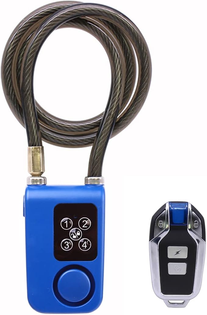 Mengshen Bike Alarm Lock Wireless Anti-Theft Burglar for Bicycle IP55 | Wireless Anti-theft, 31 Inch Cable Length, IP55 Waterproof, Remote Control Included