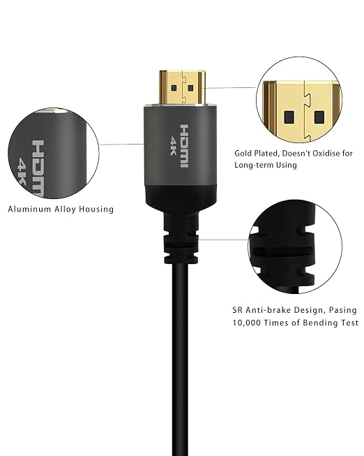 20 ft HDMI Cable 4K, High Speed Long HDMI Cables Support 4K 60Hz 2K 1080p 3D ARC, Gold plated Connectors Soft HDMI Cord for Smart HD Fire TV Monitor Projector Soundbar Laptop PS3/4 XBOX (6.1m)