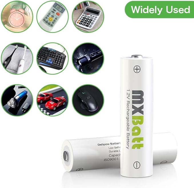 Rechargeable AA and AAA Batteries NiMH 1.2V Combo, 3300mAh 12 Pack, 1100mAh 12 Pack, 1200 Cycle Long Life, for Cordless Phones, Home Security, Household, Business Devices, Electronics