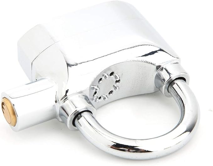 Sonew Alarm Lock, Universal Security Anti-Theft Padlock 110db Siren Alarm Lock Aluminum Alloy Keyed Padlock for Motorcycle Door Window (Aluminum Alloy Silver)