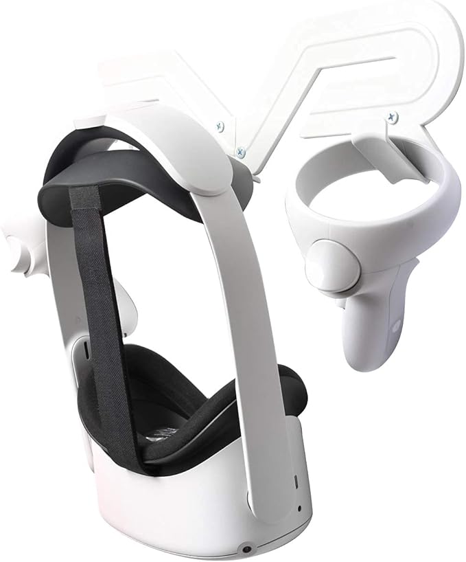 VR Headset and Controller Wall Mount Storage Stand Hook Compatible for Meta Quest 3 / Quest 2 / Pro / 1, PSVR 2, Pico 4, Rift S, Hp Reverb G2, HTC Vive, Valve Index, PS VR (White)