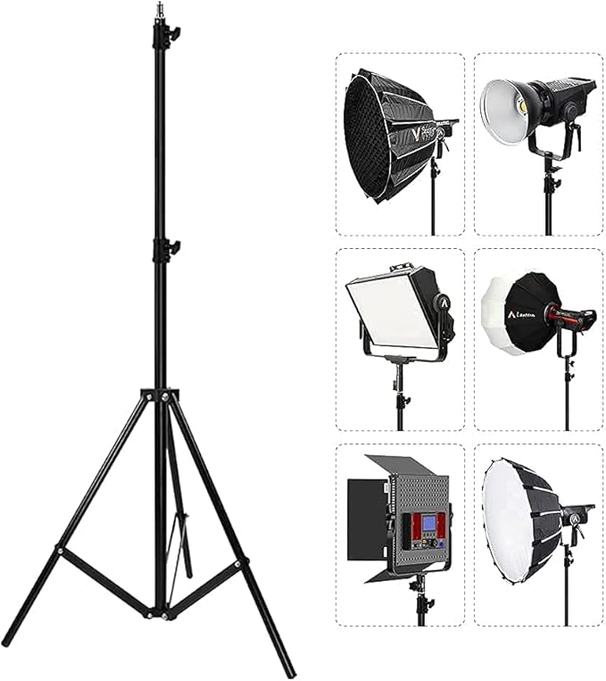 Heavy Duty Light Stand 9.5 Feet/2.8 Meters Adjustable Spring Cushioned Metal Photography Tripod Stand for Photo Studio Speedlight, Ring Light, Photographic Equipments Thickening Flash Stand