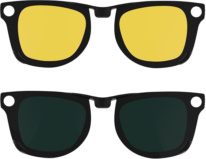 HIBLOKS 2Pcs Polarized Clip for Ray-Ban Meta Wayfarer RW4008 & Gen 2 RW4012 Large (53-22), Discoloration Clip-on Compatible with Meta Wayfarer Gen 2 Protect Your Eyes, Cool and Fashion (Yellow+Green)