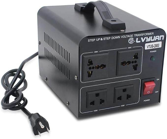 Cantonape Voltage Transformer Converter 2000 Watt Step Up/Down Convert from 110-120 Volt to 220-240 Volt and from 220-240 Volt to 110-120 Volt with 2 US Outlets, 2 Universal Outlets