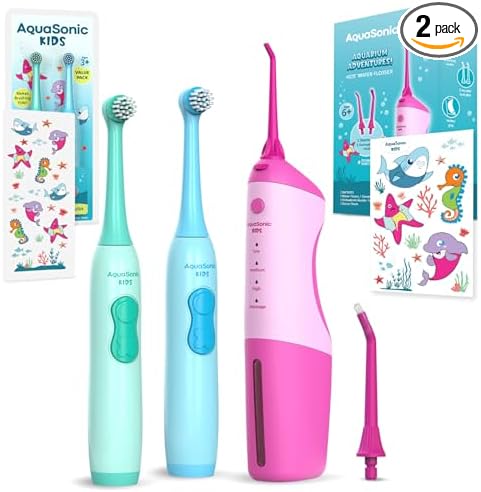 Aquasonic Kids Electric Toothbrush & Water Flosser Aquarium Adventure Theme