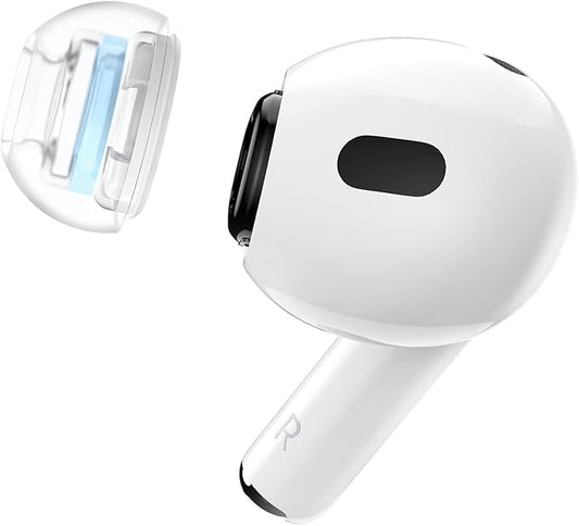 SpinFit SuperFine for AirPods Pro Gen 1 & 2 - M - Medical Grade Silicone Patented Replacement Ear Tips and Adapters for Supreme Comfort (one Pair)(Ear Tips Installed)