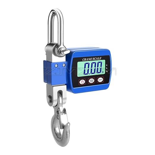 300KG/500KG Digital Crane Scale Portable Hanging Heavy Duty LCD Backlight Industrial Hook Scales Unit Change(Blue,500KG)