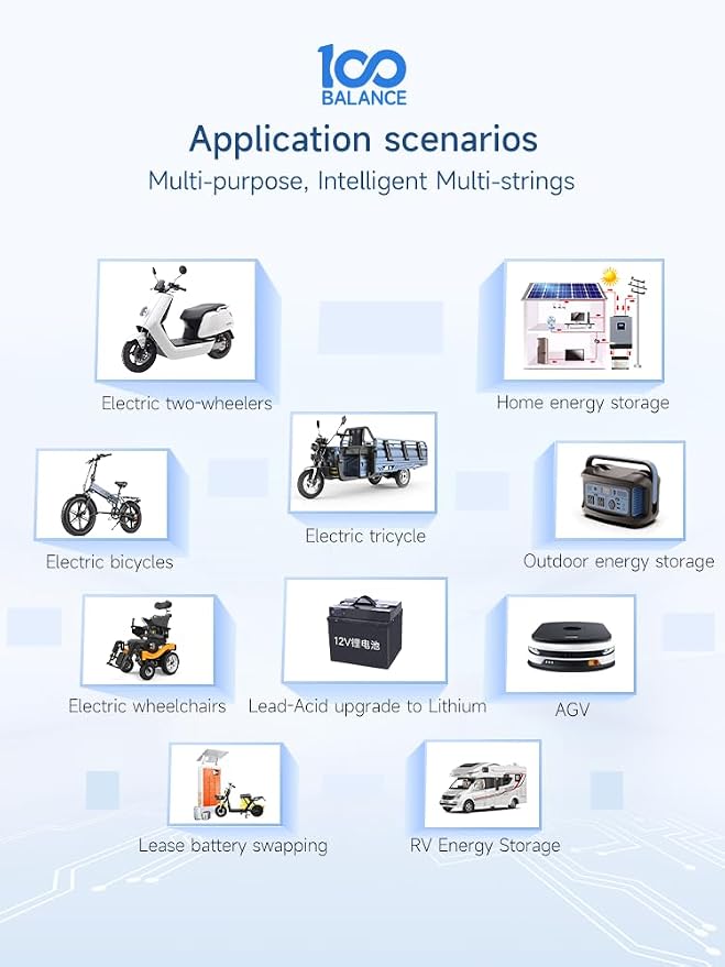 DALY BMS 40A 4S - 8S Built in Bluetooth 1A Active Cell Balancing RS485 CAN for 12V - 24V LiFePO4/Li - ion/LTO Battery Packs Perfect for RV, Portable Power Station, Trolling Motor