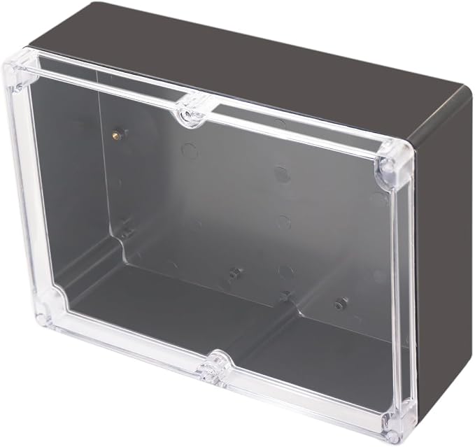 Project Box IP65 Waterproof Junction Box ABS Plastic Black Electrical Boxes DIY Electronic Project Case Power Enclosure Clear Cover 11.42”x8.27“x3.94