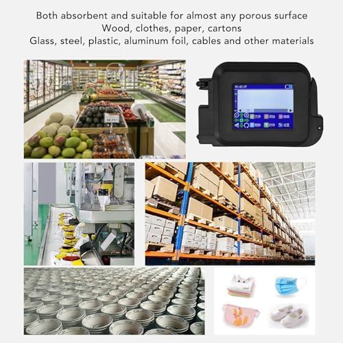 gernie Handheld Inkjet Printer, LED Touch Quick Drying Inkjet Coding Machine Multi Languages USB Mini Pocket Mobile Inkjet Printer with for Production Date Logo (US