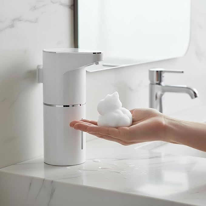 Automatic Foam soap Dispenser, Rechargeable Electric Hand Wash Unit with Motion Sensor, 3 Adjustable Speeds, 350ml Capacity