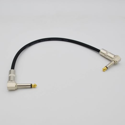 Guitar Patch Cable 1 ft Instrument Cable 1/4 Inch Right Angle AMP Cord for Electric Guitar,Bass Keyboard,Pro Audio Black,Pack of 3