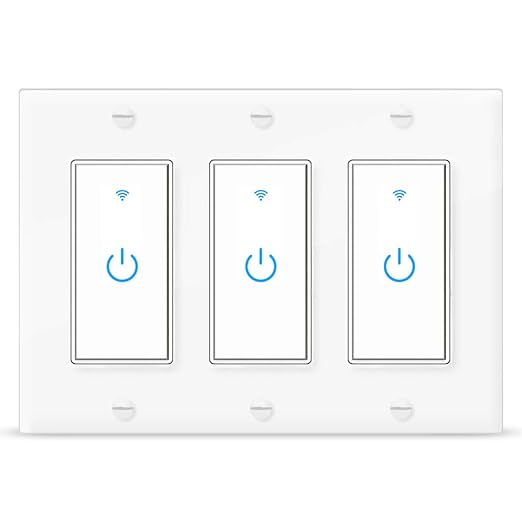 Smart WiFi Light Switch 3 Gang - Wireless Compatible with Alexa and Google Home