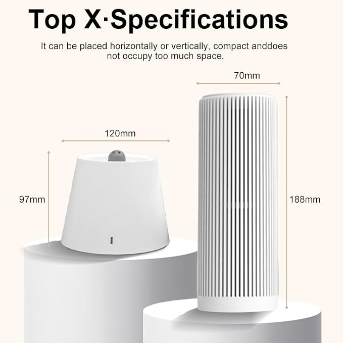 Cordless Gun Safe Mini Dehumidifier, White, 2+1 | Reusable, Rechargeable with Heating Base, Quiet, Portable Drier Stick, TOP-X