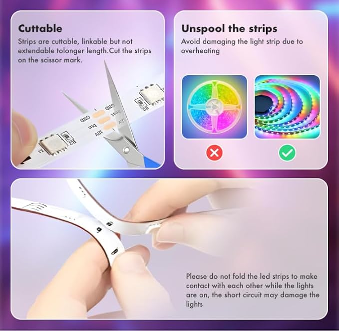 LED Strip Lights 50FT, Smart IC RGB Segmented DIY Color Changing, Rainbow Chasing Effects, WiFi App/Voice Control, Music Sync, Works with Alexa & Google Assistant, LED Lights for Bedroom Decor