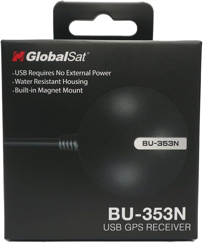 GlobalSat BU-353N USB GPS Receiver, Black, Made in Taiwan