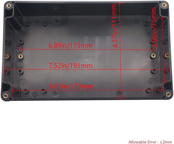 Project Box IP65 Waterproof Junction Box ABS Plastic Black Electrical Boxes DIY Electronic Project Case Power Enclosure 7.87x4.72x4.45 inch (200x120x113 mm)