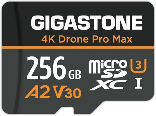 【5-Years Data Recovery】【Designed for Drone】 GIGASTONE 256GB Micro SD Card, 4K Drone Pro Max, A2 V30 for DJI Drone, 4K UHD Video Recording, R/W up to 100/60 MB/s, UHS-I U3 C10 Class 10 with Adapter