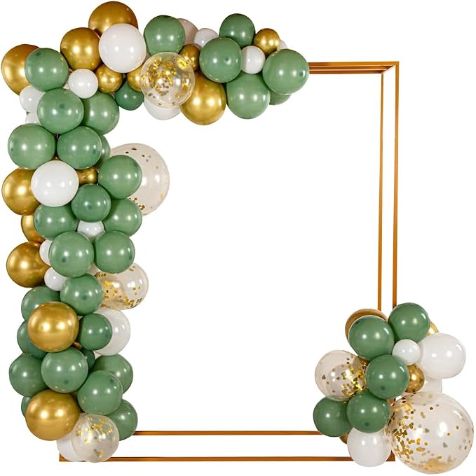 Restaurantware-Balloonify Balloon Garland Set, 1 Party Decoration Kit - 117 Balloons, With Chain, Green, White, & Gold Latex Balloon Arch Kit, Includes Glue Dots