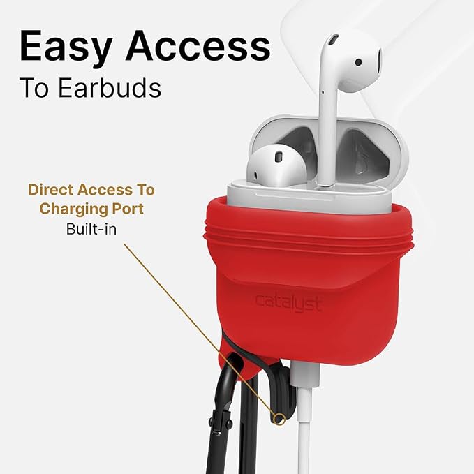 Catalyst Waterproof Case for AirPods 2nd Generation and AirPods 1st Generation - Wireless and USB-C Charging High Drop Protection AirPod Gen 2 and Gen 1 Case with Carabiner, One Piece Design