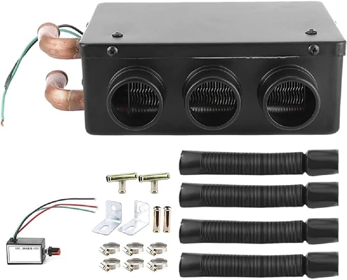 Algrix 12V 50W Car Truck Heater, 3 Ports 80 CFM Airflow 8500 BTU Universal Parking Heater with Mounting Accessories for VehiclesTruck Boat RV, Portable Car Heater Windshield Defogger Defroster