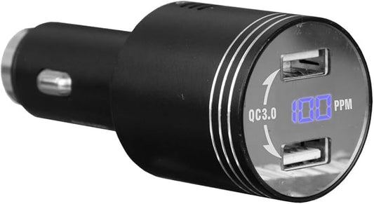 Multi-Function Car Carbon Monoxide Detector, Fast Car Charger, Quick Charge 3.0 Adapter with Dual QC3.0 USB Ports, CO Alarm Detector with LCD Digital Display(Black)