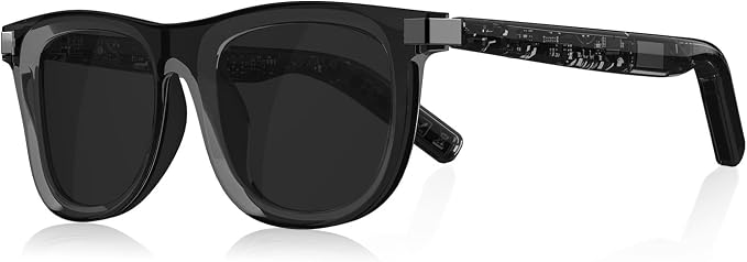 Smart Glasses, Polarized Sunglasses with Bluetooth Speaker, Wear Detection Auto On/Off, Noise Reduction, Outdoor Mode, Athletic/Outdoor UV Protection and Voice Control, Unisex (Grey)