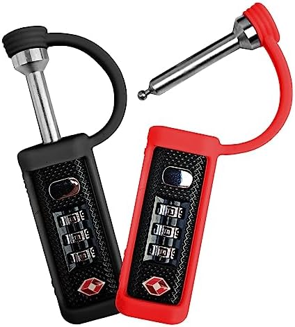 1x Black, 1x Red TSA Approved Tactical Gun Case Locks | Protective Rubber Sleeve & Cut-Resistant MonoShaft | Secure Single Shaft Padlock for Guns Luggage Rifles Pistols & Revolver Cases - Child Safe
