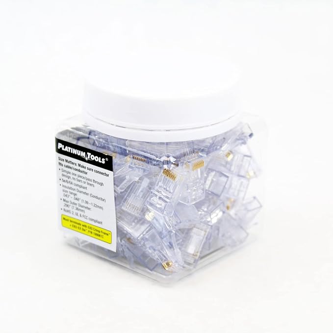 Platinum Tools 202048J ezEX48 Connector for Ethernet Cable Termination, 100 per Jar