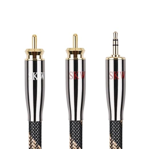 SKW Audiophile Ultra-high Purity Copper Audio Cable 3.5mm Male to 2 RCA Male Audio Auxiliary Stereo Y Splitter Adapter Cable 16.4ft/5M