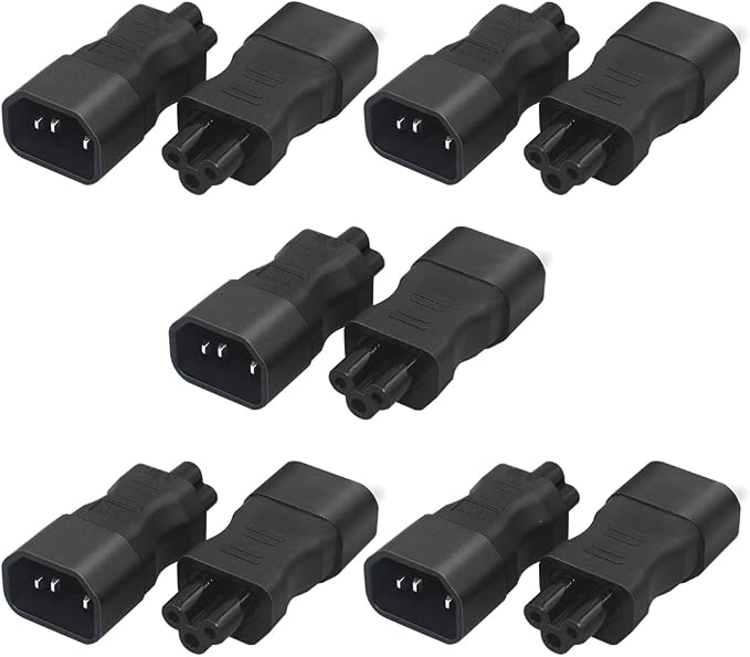 (10Packs IEC 320 C14 to C5 AC Adapter,C14 Socket to C5 Plug Power Adapter,2.5A-10A/110V-250V