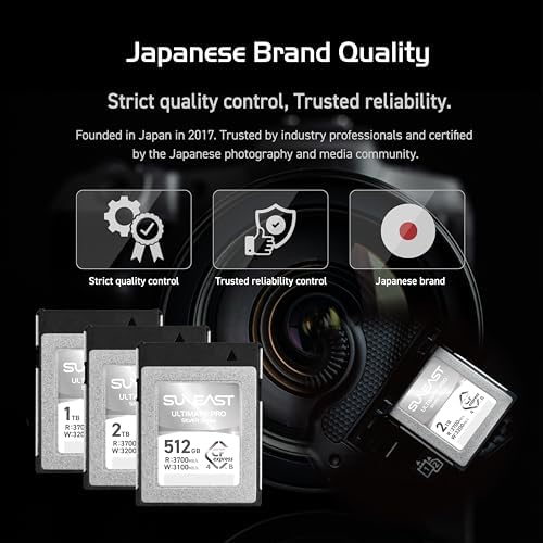 SUNEAST Ultimate PRO Silver Series CFexpress 4.0 Type B 512GB Memory Card, Up to 3700MB/s Read, 3100MB/s Write, TLC 8K Video Card for Professional Cameras, XQD-Compatible, High-Speed CFexpress B