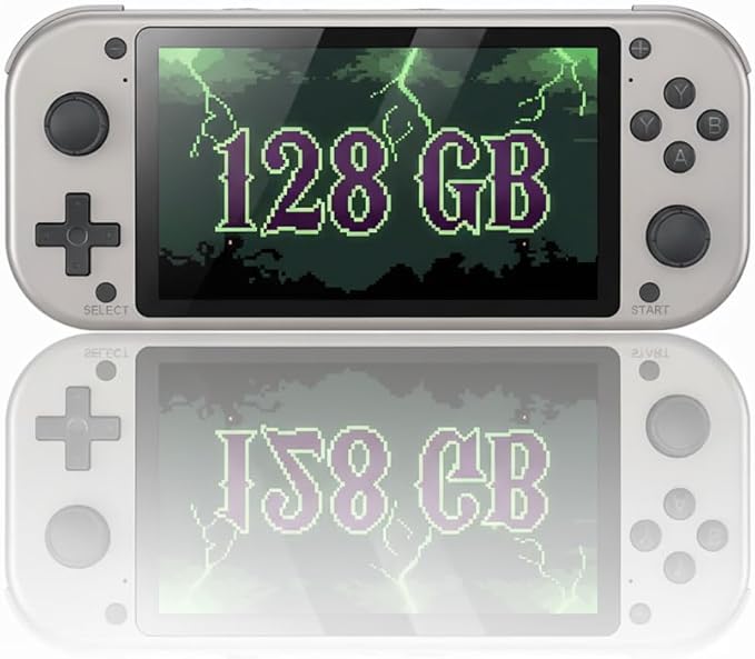 Retro Handheld Portable Video Game Console - 4.3" IPS Screen, Emuelec System, 64GB, 20,000+ Games, Classic Game System (128 GB)