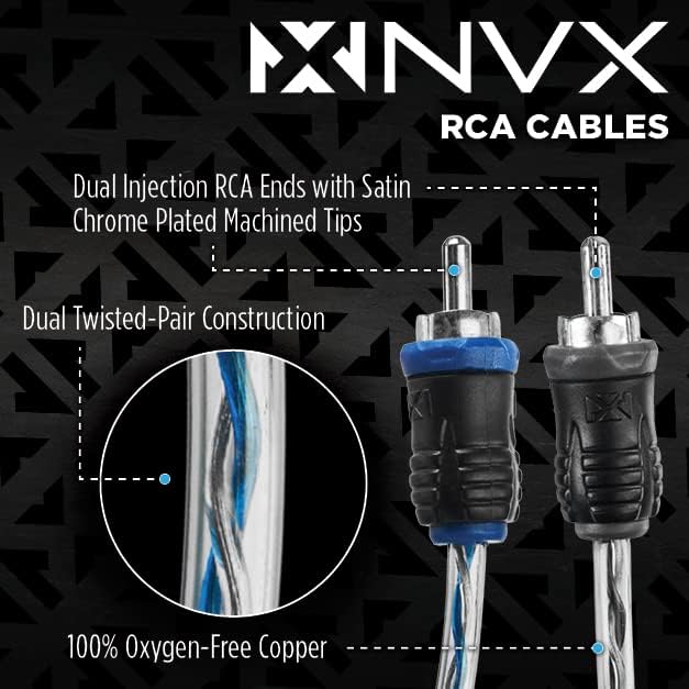 NVX True 1/0 Gauge AWG 100% OFC Complete Amplifier Wiring Kit with 2-Channel RCA Cable - XKIT02