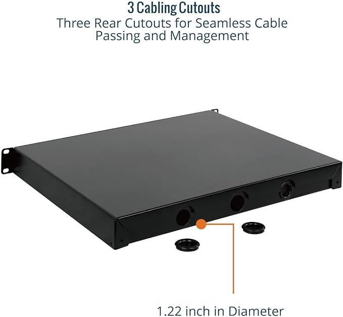 Tecmojo 1U Rack Drawer,Rack Mount Drawer for 19in Network Equipment/Server/AV Rack or Cabinet Enclosure,Sliding and Lockable Server Rack Drawer - Load-Bearing 44lb (20kg),with Cable Management Holes