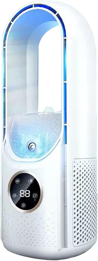 11.8 Inch Bladeless Desk Fan - Small, Quiet, 3 Speeds, Touch Control, Easy to Clean | Ideal for Office, Living Room, Bedroom