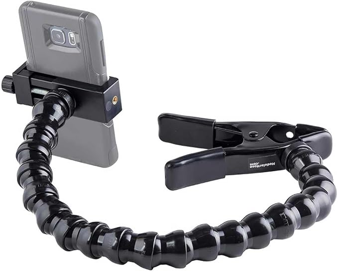 MOGO ModularHose Assistive Technology Phone Holder with Heavy-Duty Spring Clamp (Opens to 2"), 18 Inch Arm