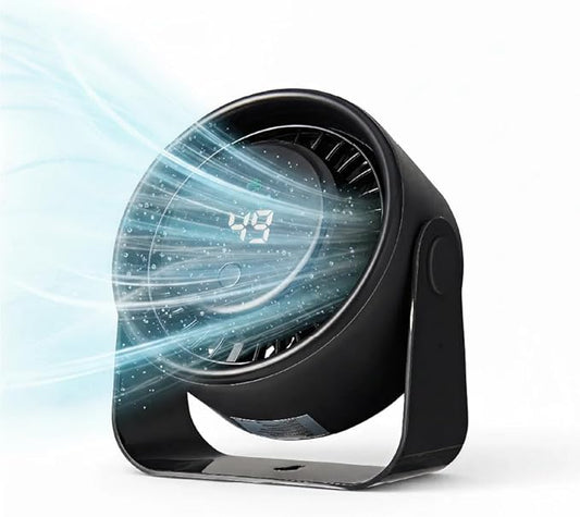Small Desk Fan, Rechargeable Quiet Mini Personal Fan With LED Digital Display, Portable Wall-Mount & Cordless Design, 3 Speeds, Long Battery Life, Travel for Office, Home, Bedroom (Black)