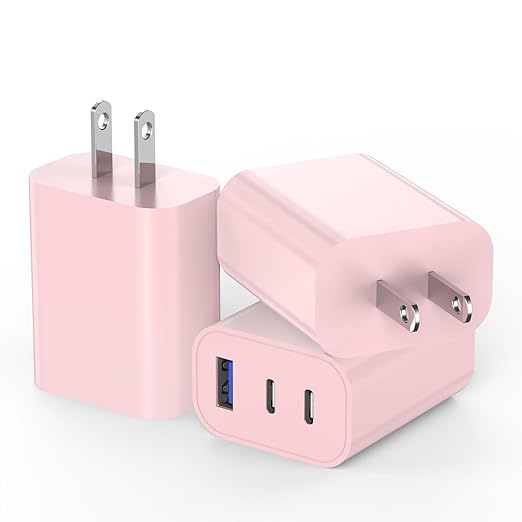 35W USB C Charger Block [3-Pack] Apple iPhone 17 Wall Plug Fast Charging Block, 3-Port PD+QC Power Adapter Multiport Brick Type C Charger for iPhone 17/Air/16/16 Pro/15/15 Pro/Pro Max/Plus/14/13/12