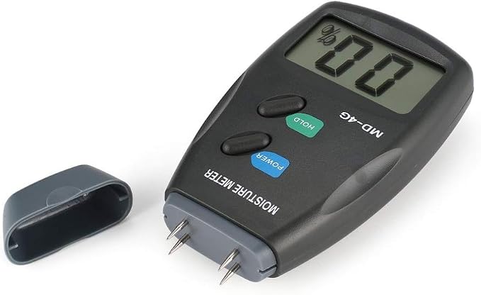 Digital Wood Moisture Meter 4 Pin, Accurate Handheld Lumber Humidity Tester with LCD Display for Lumber, Firewood, Bamboo, Forestry, Drywall & Woodworking Applications (ZONV MD-4G, Pin Moisture Meter)
