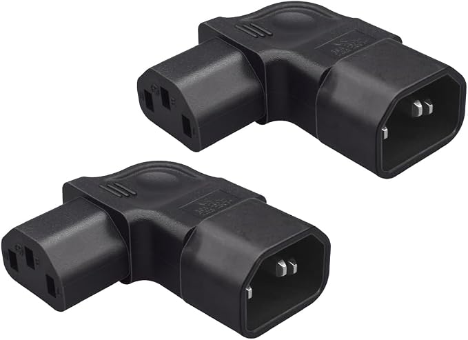 (10Packs) IEC320 C14 to C13 Right Angle Power Adapter,C14 to C13 90 Degree Left Turn Power Extension Adapter,PDU Plug/Socket 90 Degree Wall-Mounted LCD TV
