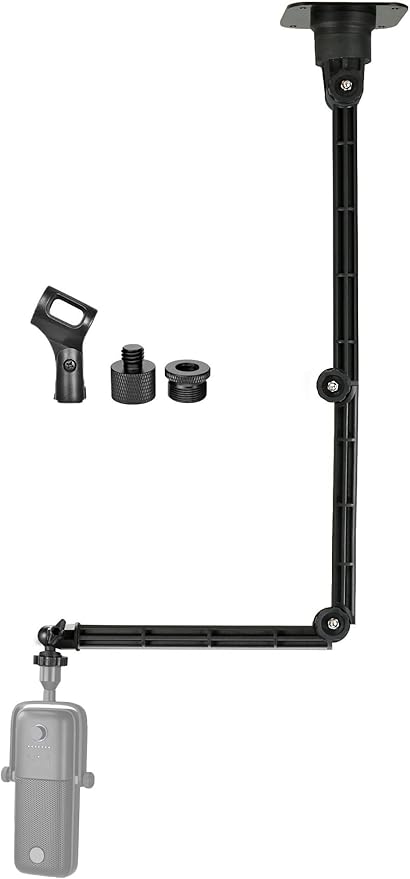 AceTaken Wave 3 Wall Mount Stand,Microphone Folding Ceiling Rotating Holder Compatible with Elgato Wave 3 1 Microphone, Facecam Webcam, Key Light - 1/4-20 Thread