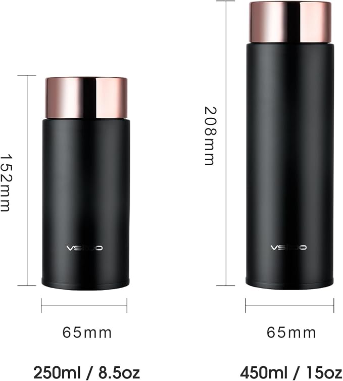 Vsitoo 8.5oz self-cleaning Mini Insulated Water Bottle,Stainless Steel Vacuum Flask,AI Self-Clean,30-Day Battery Life,BPA-Free,Perfect Small Water Bottle for Travel, Purse,Black
