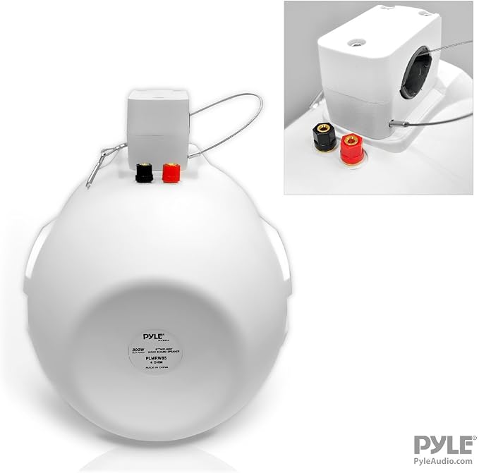 Pyle Waterproof Marine Wakeboard Tower Speakers - 8in Dual Subwoofer Speaker Set and 1” Tweeter with 300 Watt Power - 2-Way Boat Audio Stereo System with Mounting Bracket - 1 Pair PLMRW85 (White)