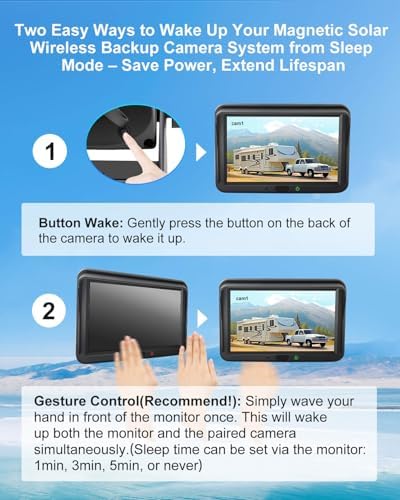 Magnetic Solar Wireless Backup Camera and Metal Plate: AI Pedestrian & Vehicle Detection, 1-Min Install, No Wiring/Drilling, Gesture Control,Rechargeable Battery, Night Vision