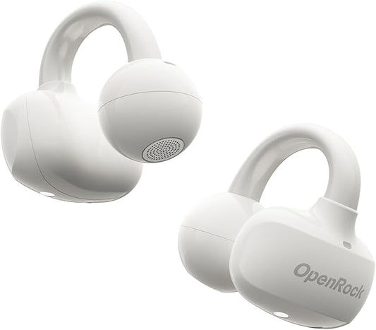 E Open Ear Headphones - Clip On Earbuds - 4G Lightweight Comfort - Bluetooth 6.0 - Powerful Bass Sound - 28 Hours of Playtime - AI Clear Call - IPX4 Waterproof - Wireless Over Ear Earbuds
