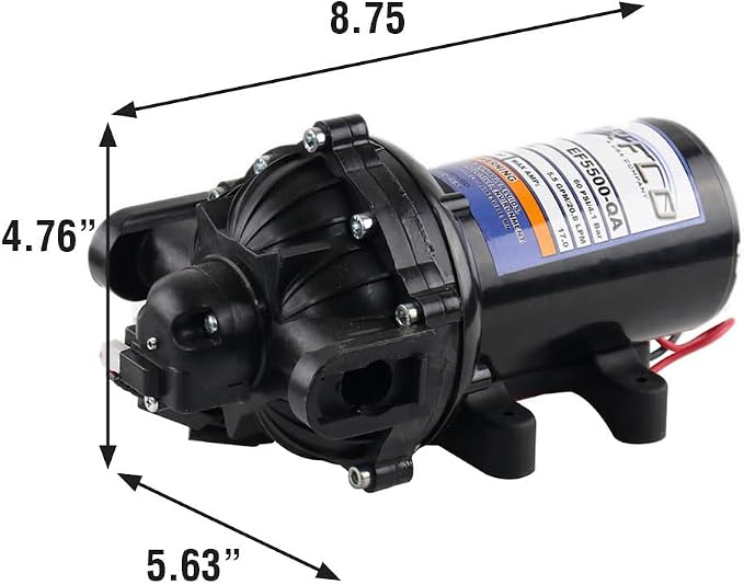Everflo 12V On-Demand Diaphragm Sprayer Pump - 5.5GPM, 60 PSI, Quick Attach Ports